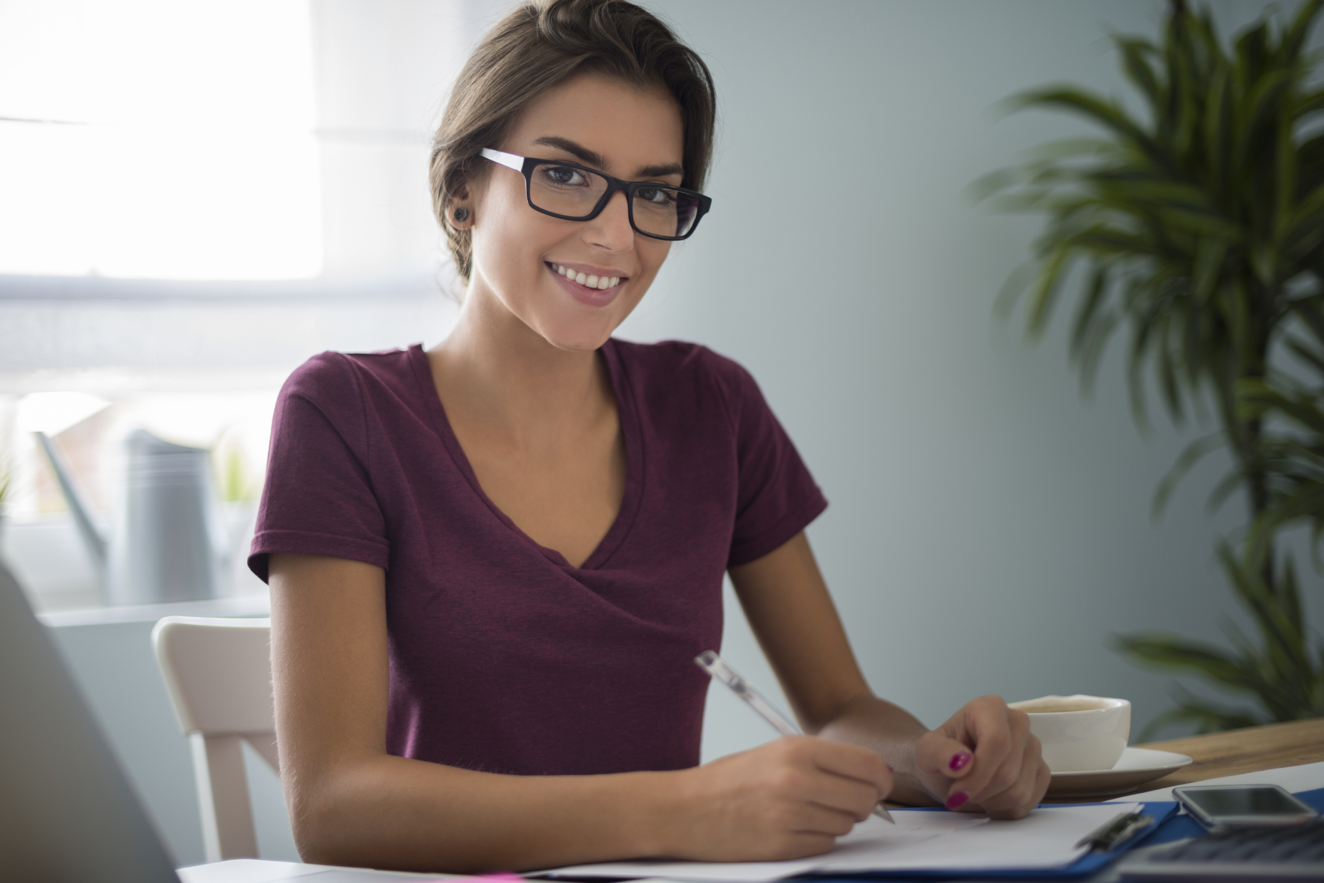 Woman sitting at desk